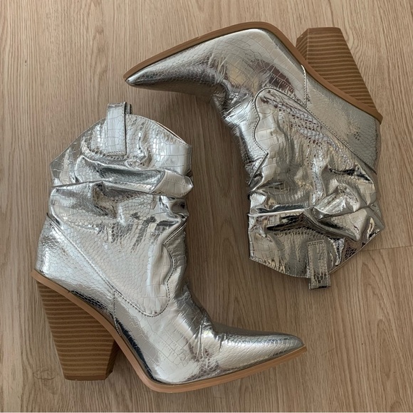 Chrome cowboy ankle boots festival concert - Picture 3 of 6